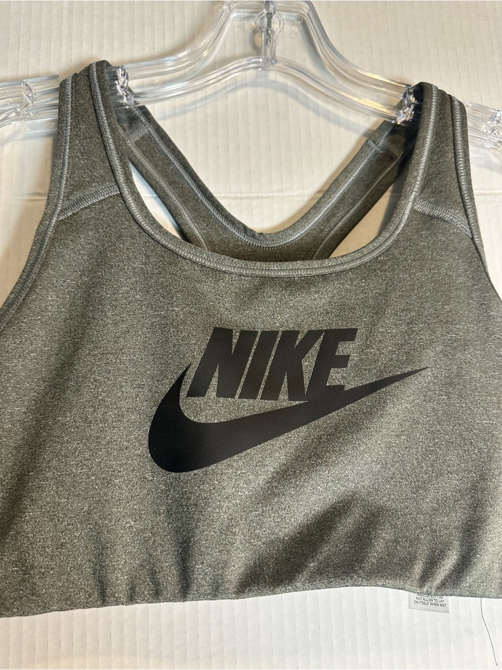 Nike Gray and Black Sports Bra Tag Visible